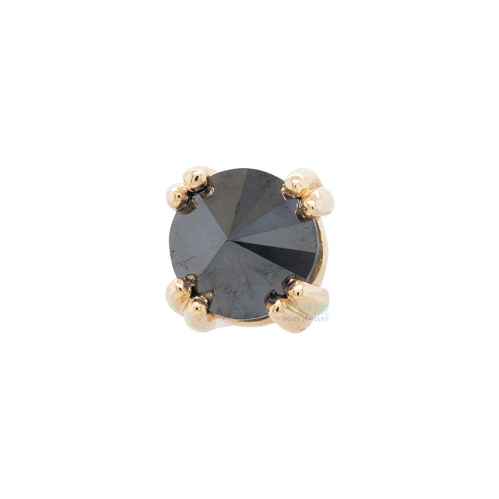 threadless: Reverse Set Black DIAMOND Cabochon Prong Set Pin in Gold & Platinum