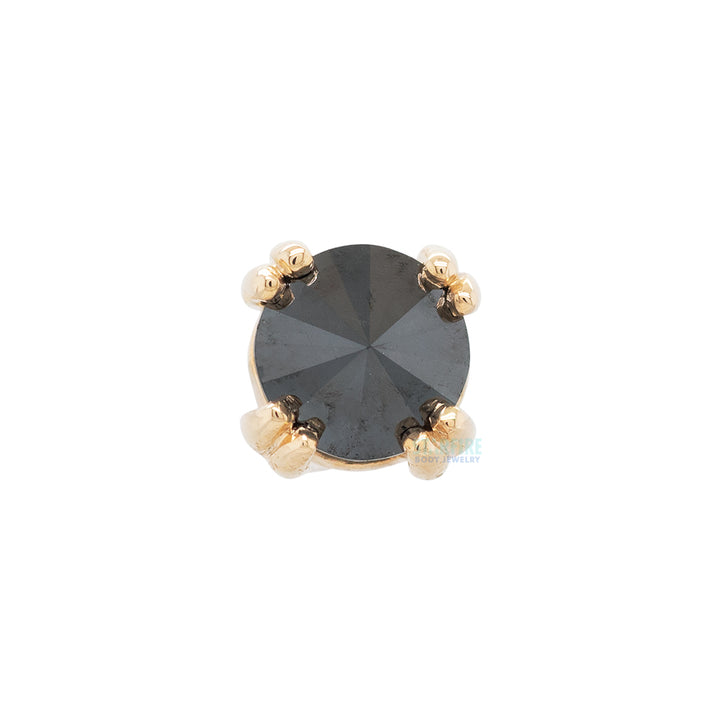 threadless: Reverse Set Black DIAMOND Cabochon Prong Set Pin in Gold & Platinum