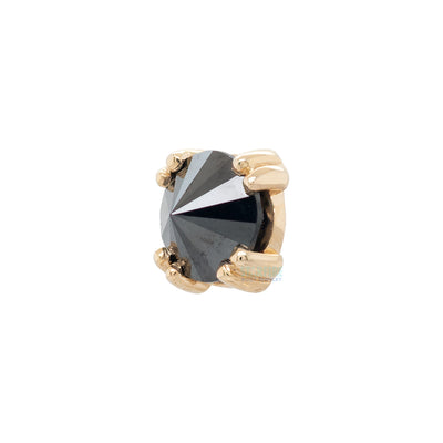 threadless: Reverse Set Black DIAMOND Cabochon Prong Set Pin in Gold