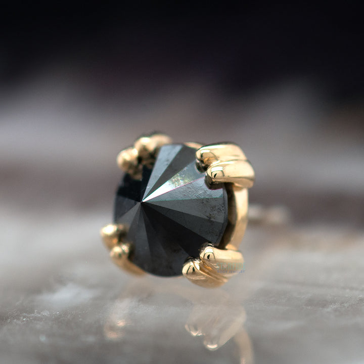 threadless: Reverse Set Black DIAMOND Cabochon Prong Set Pin in Gold & Platinum