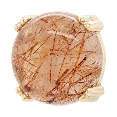 Copper Rutilated Quartz Cabochon Prong Set Threaded End in Gold & Platinum