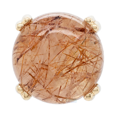 Copper Rutilated Quartz Cabochon Prong Set Threaded End in Gold & Platinum