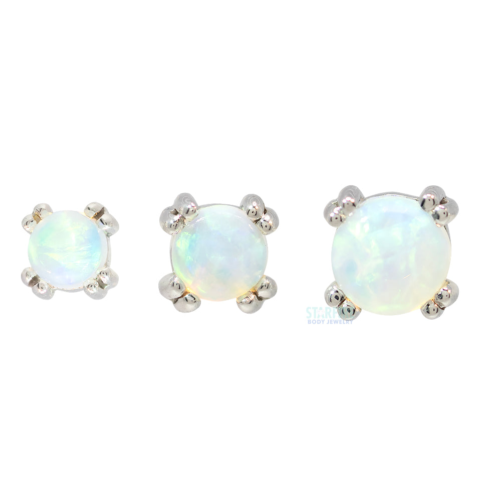 threadless: Genuine White Opal Cabochon Cab Prong Pin in Gold & Platinum