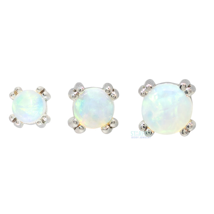 threadless: Genuine White Opal Cabochon Cab Prong Pin in Gold & Platinum