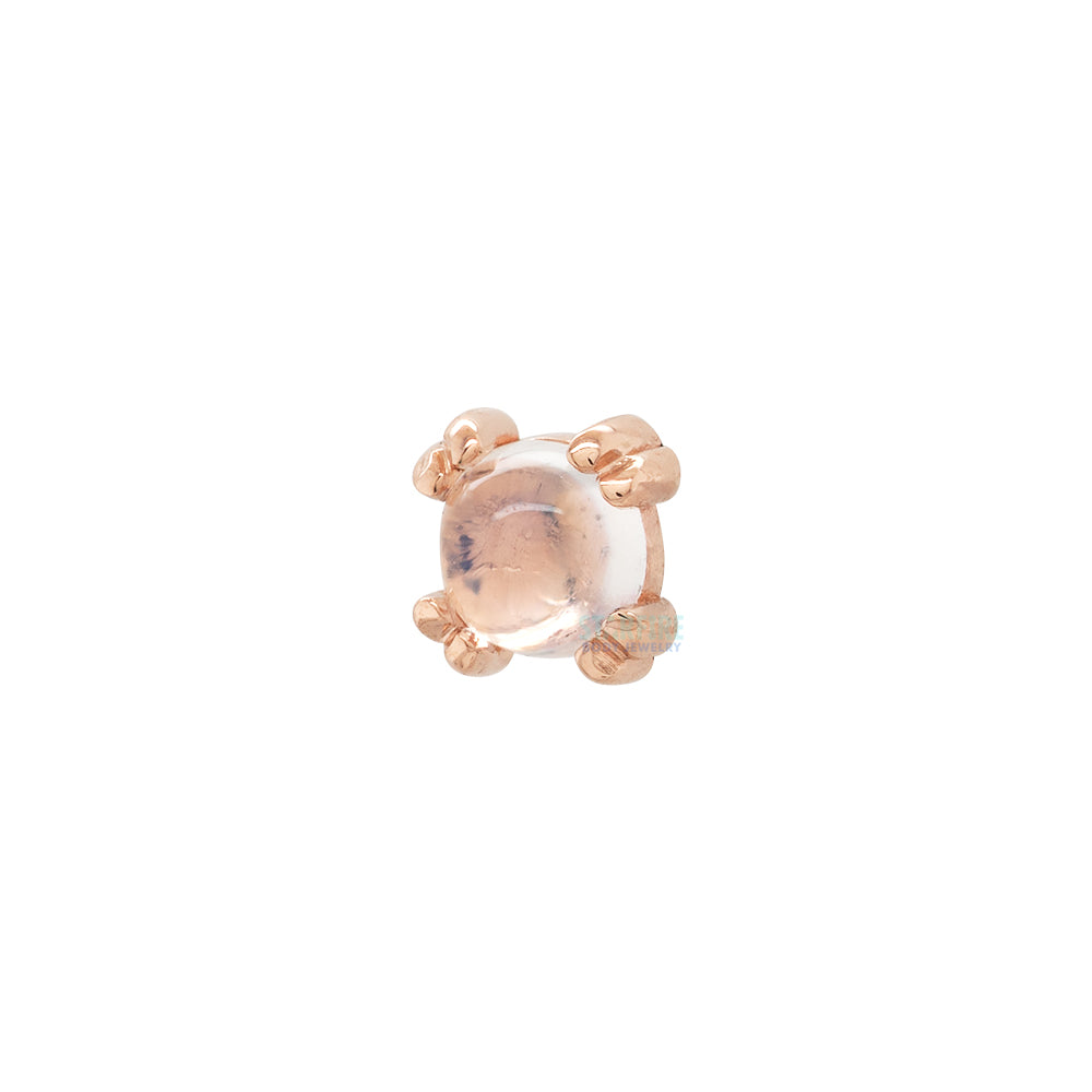 Rainbow Moonstone Cabochon Prong Set Threaded End in Gold & Platinum