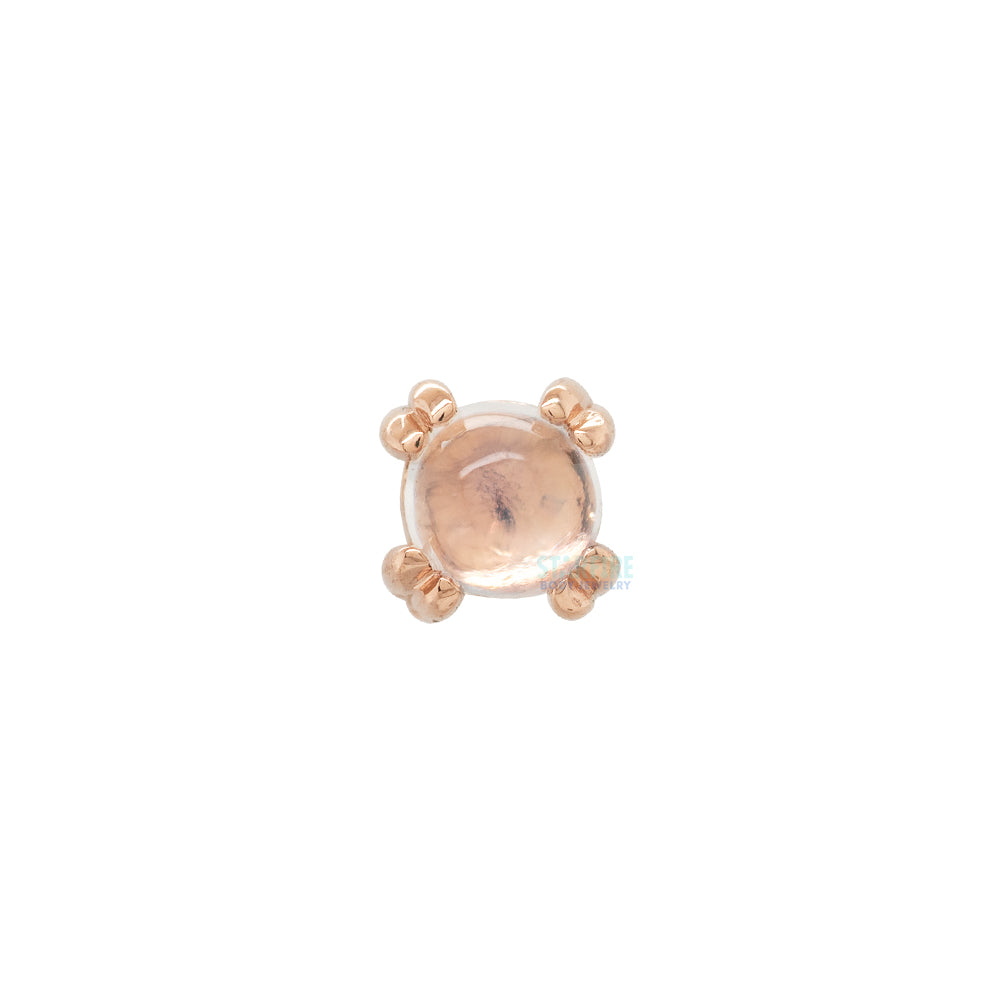 Rainbow Moonstone Cabochon Prong Set Threaded End in Gold & Platinum