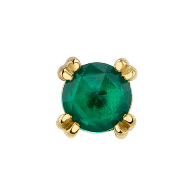 Rose Cut Chatham Emerald Prong Set Threaded End in Gold & Platinum