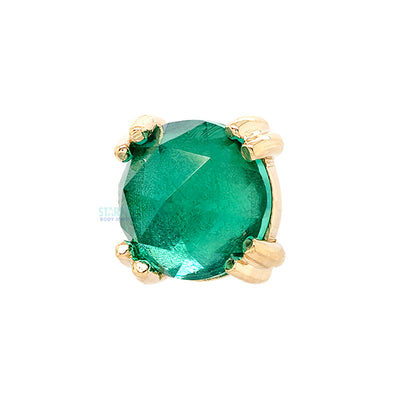 Rose Cut Chatham Emerald Prong Set Threaded End in Gold & Platinum