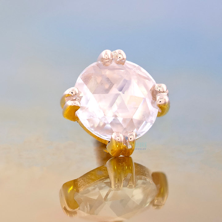 Rose Cut DIAMOND Cab Prong Threaded End in Gold & Platinum