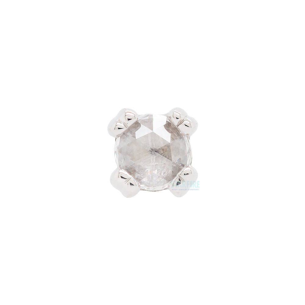 Rose Cut DIAMOND Prong Set Threaded End in Gold & Platinum