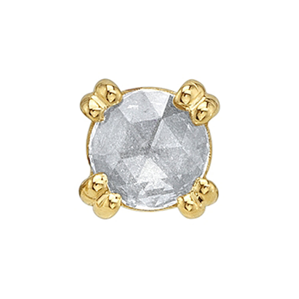 Rose Cut DIAMOND Prong Set Threaded End in Gold & Platinum