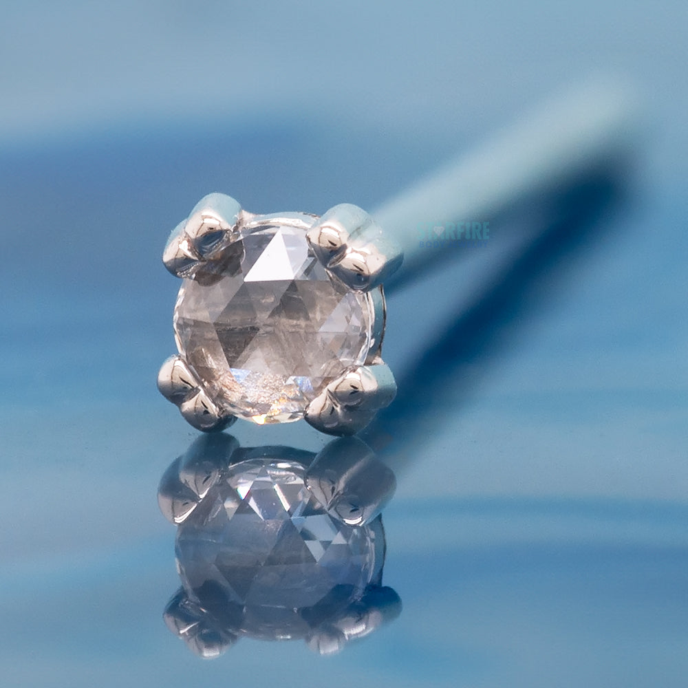 Rose Cut Diamond Prong Set Nostril Screw in Gold & Platinum