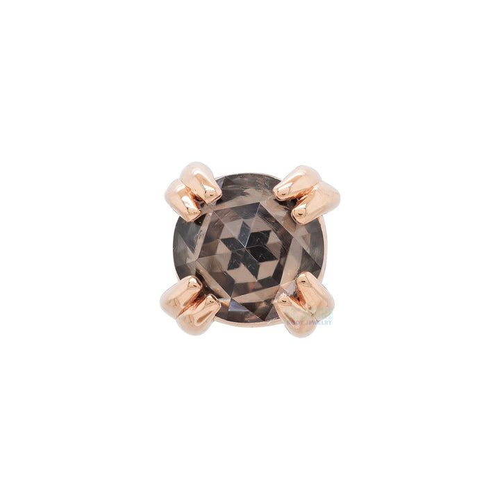 Rose Cut Grey Sapphire Prong Set Threaded End in Gold & Platinum