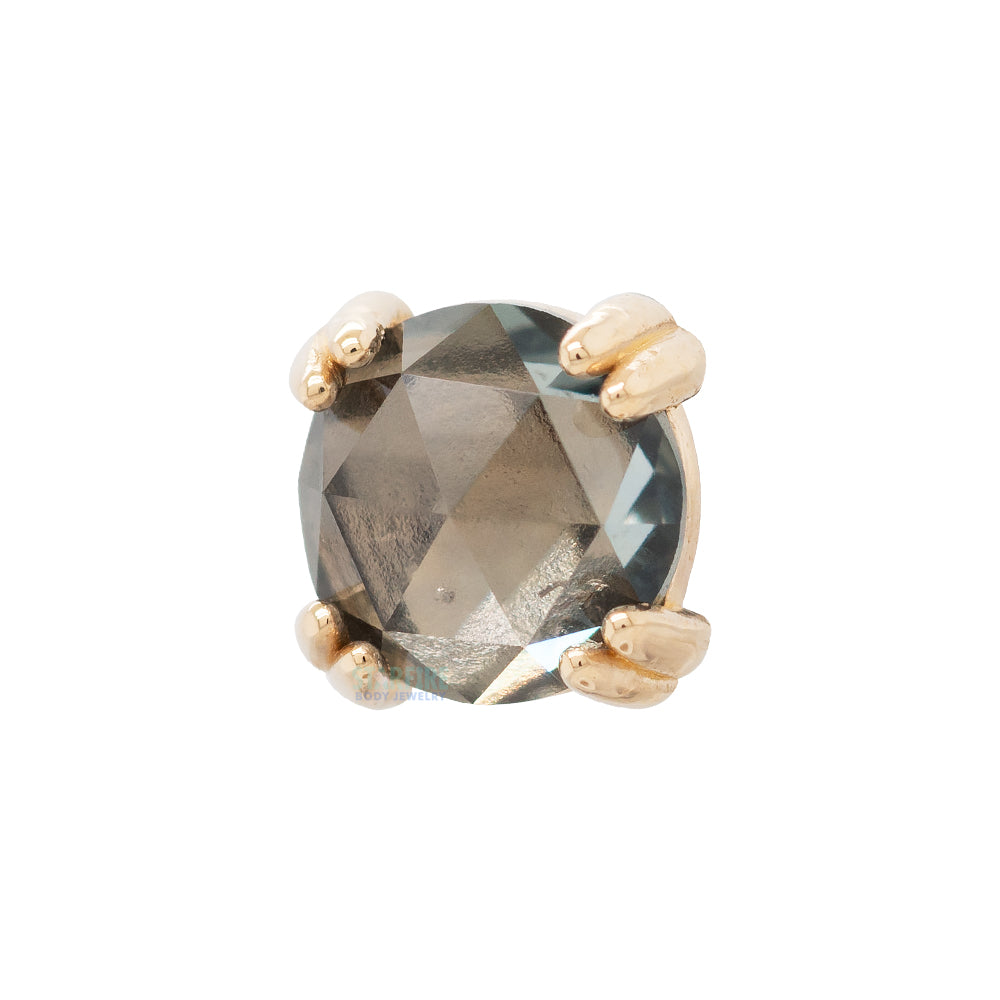 Rose Cut Grey Sapphire Prong Set Threaded End in Gold & Platinum