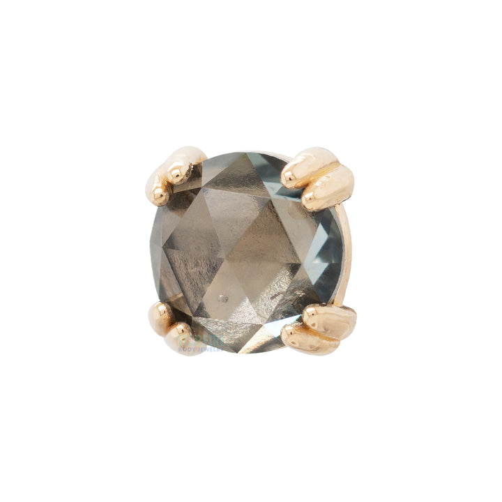 Rose Cut Grey Sapphire Prong Set Threaded End in Gold & Platinum