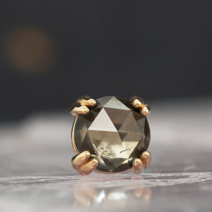 Rose Cut Grey Sapphire Prong Set Threaded End in Gold & Platinum