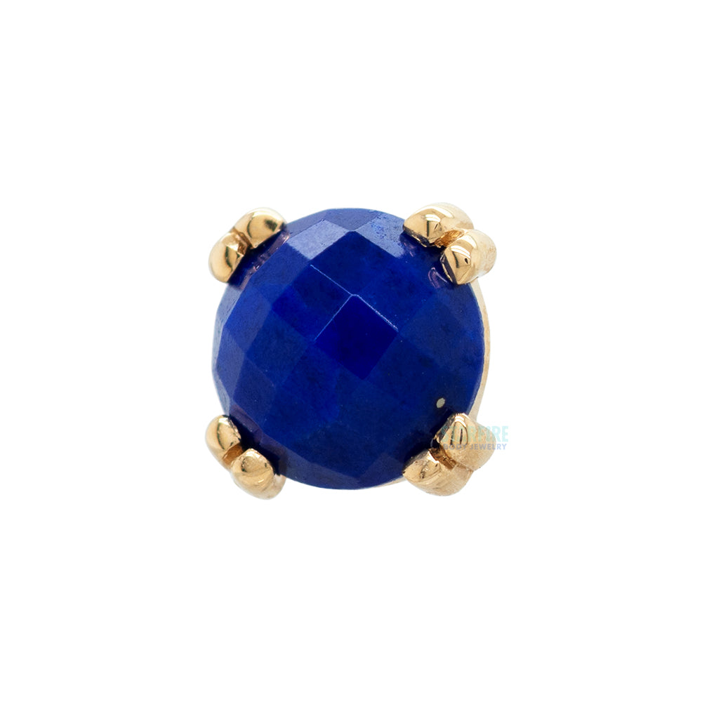 Rose Cut Lapis Prong Set Threaded End in Gold & Platinum