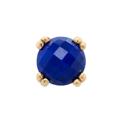 Rose Cut Lapis Prong Set Threaded End in Gold & Platinum