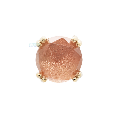 Rose Cut Oregon Sunstone Prong Set Threaded End in Gold & Platinum