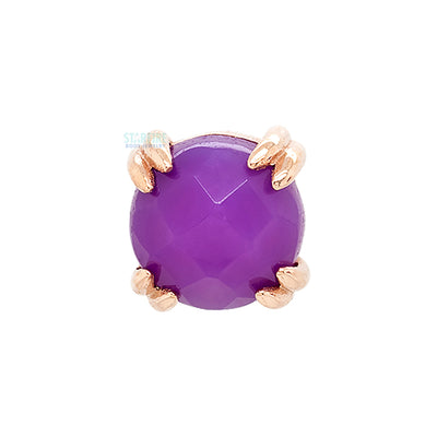 Rose Cut Purple Chalcedony Cab Prong Set Threaded End in Gold & Platinum