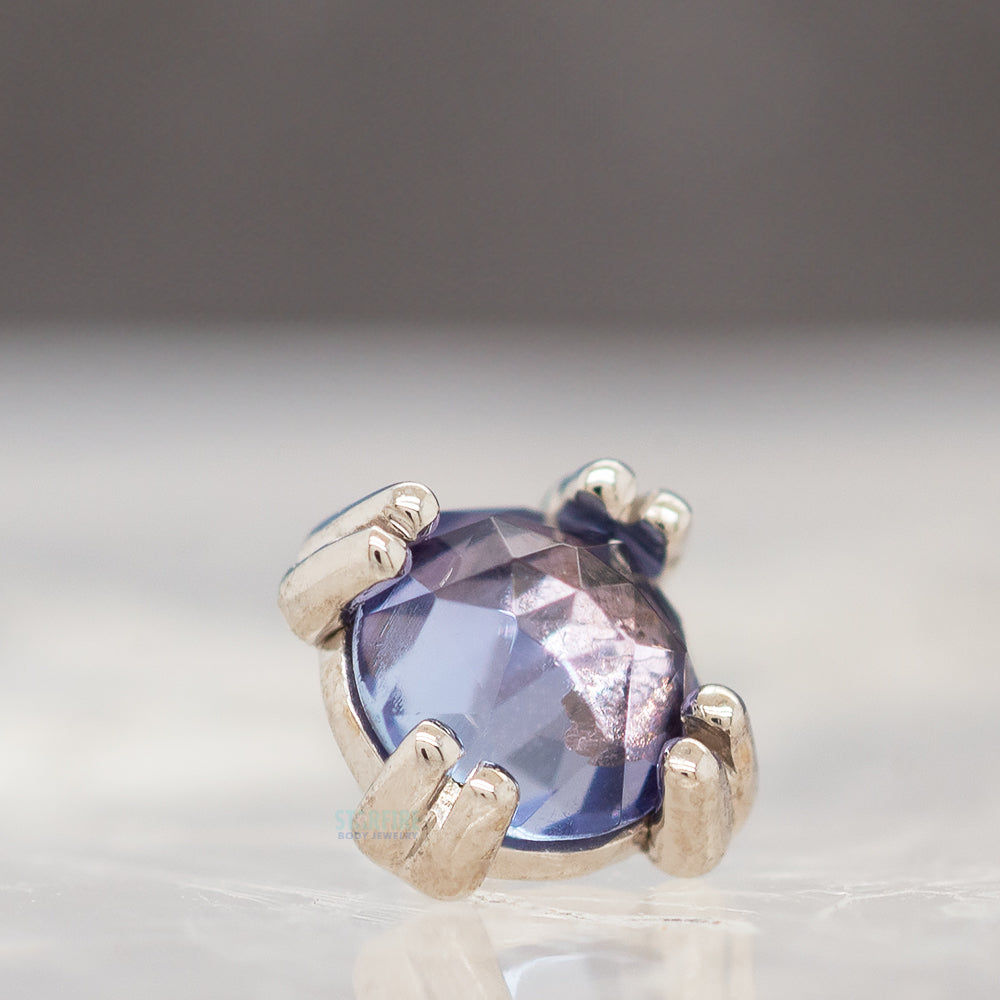 Rose Cut Tanzanite Prong Set Threaded End in Gold & Platinum