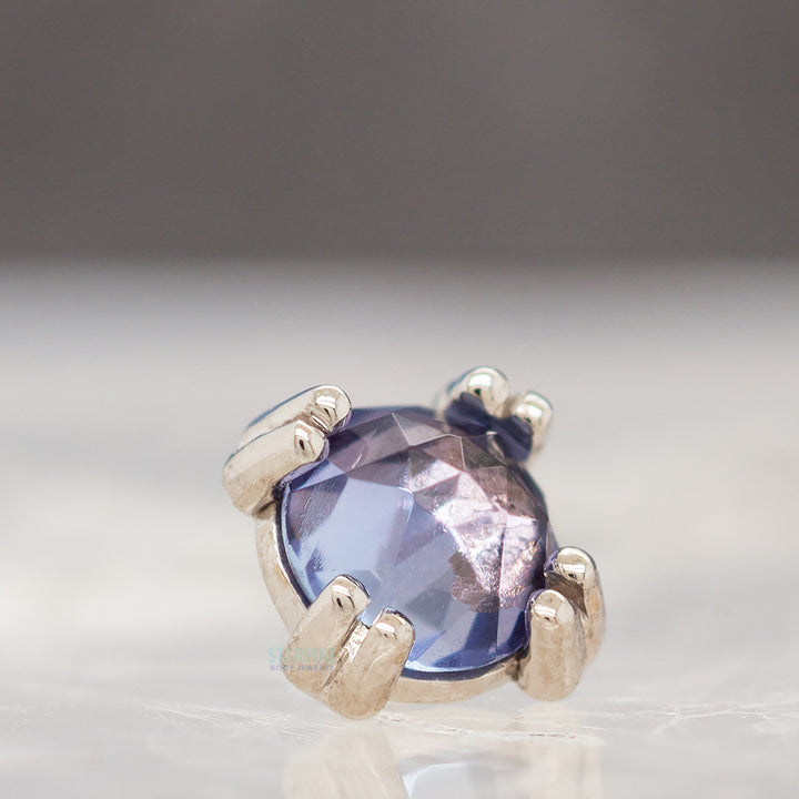 Rose Cut Tanzanite Prong Set Threaded End in Gold & Platinum