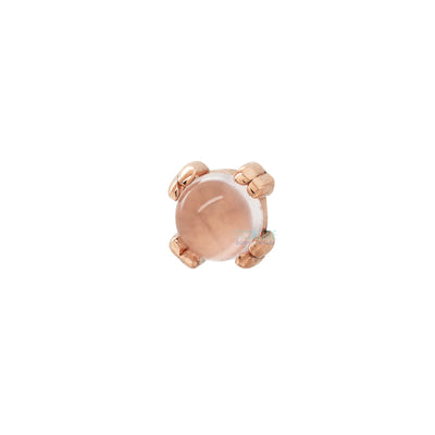Rose Quartz Cabochon Prong Set Threaded End in Gold