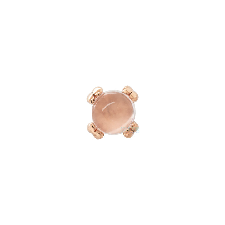Rose Quartz Cabochon Prong Set Threaded End in Gold & Platinum