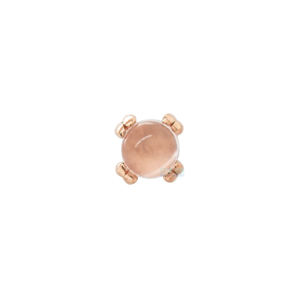 Rose Quartz Cabochon Prong Set Threaded End in Gold