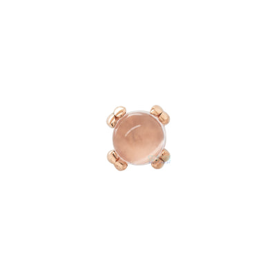 Rose Quartz Cabochon Prong Set Threaded End in Gold