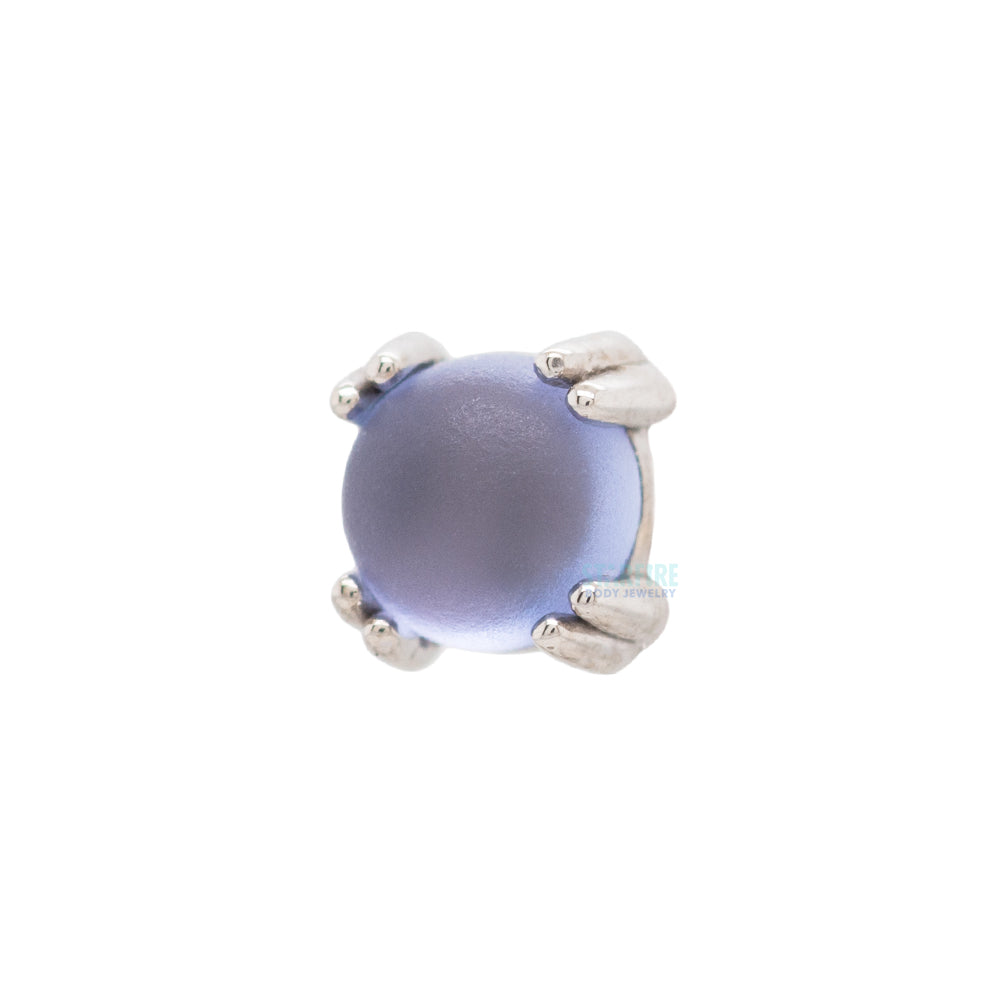 Sandblasted Tanzanite Cabochon Prong Set Threaded End in Gold & Platinum