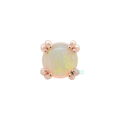 threadless: Genuine White Opal Cabochon Prong Set Pin in Gold