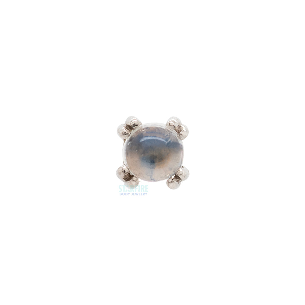 threadless: Rainbow Moonstone Cabochon Prong Set Pin in Gold