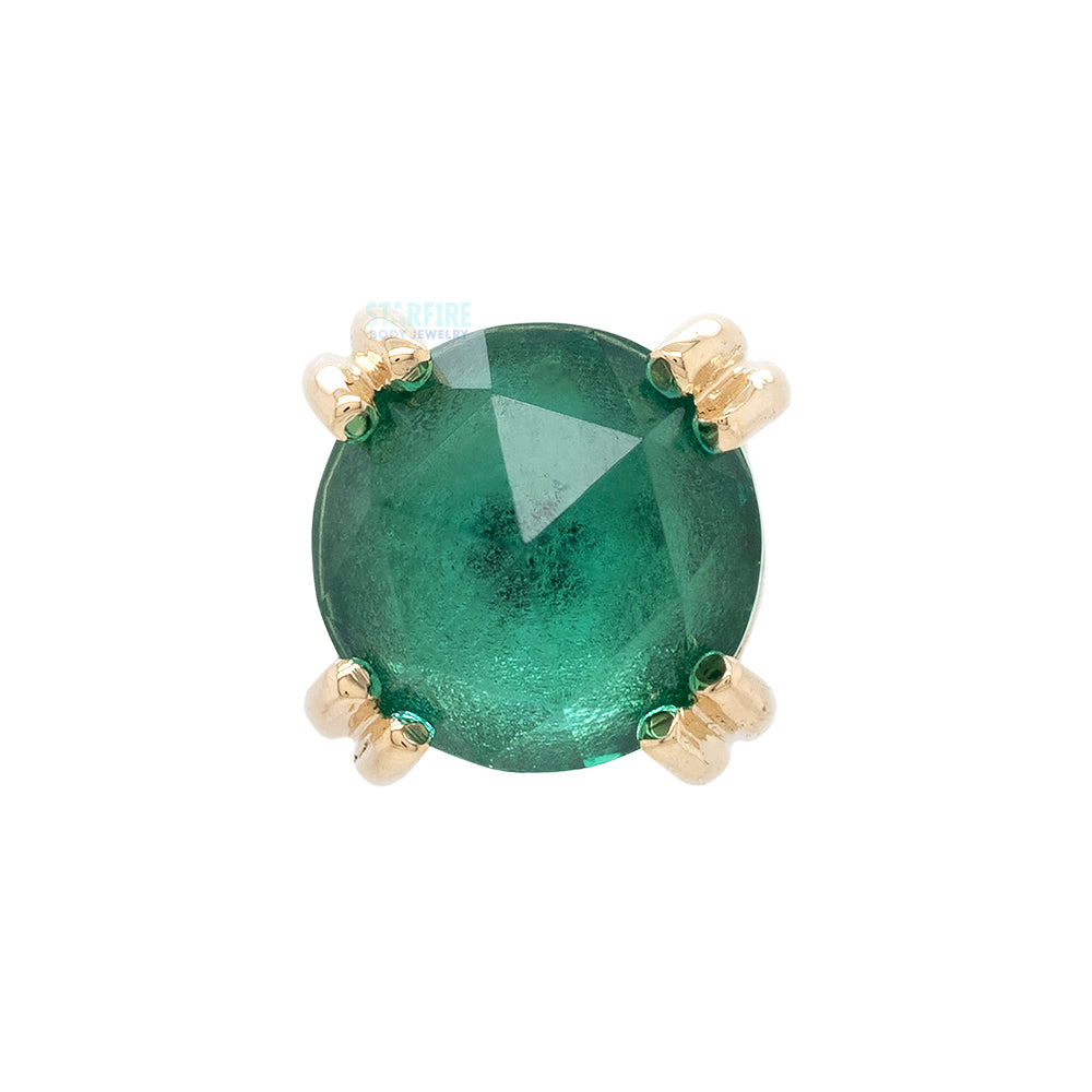 threadless: Rose Cut Chatham Emerald Cab Prong Set Pin in Gold & Platinum