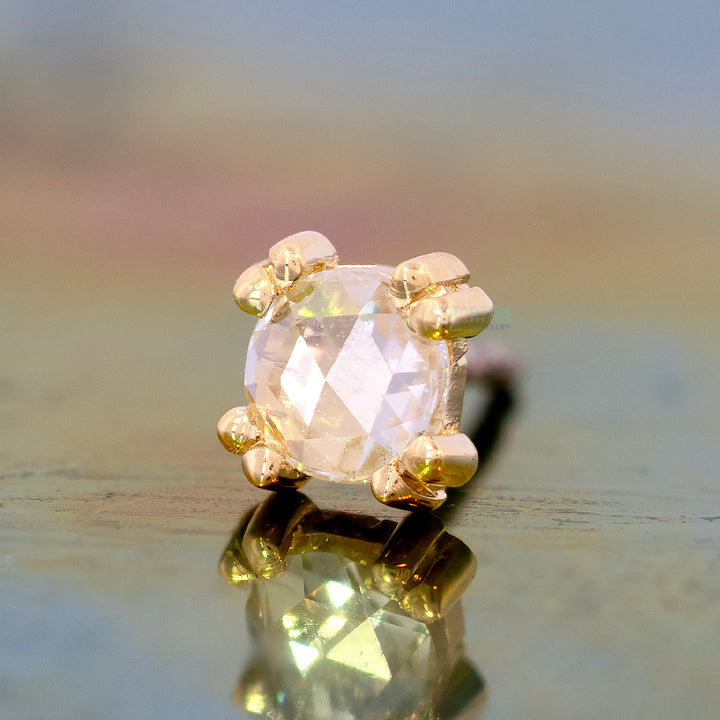 threadless: Rose Cut Diamond Cab Prong Pin in Gold & Platinum