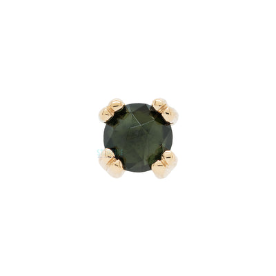 threadless: Rose Cut Green Tourmaline Cab Prong Set Pin in Gold & Platinum