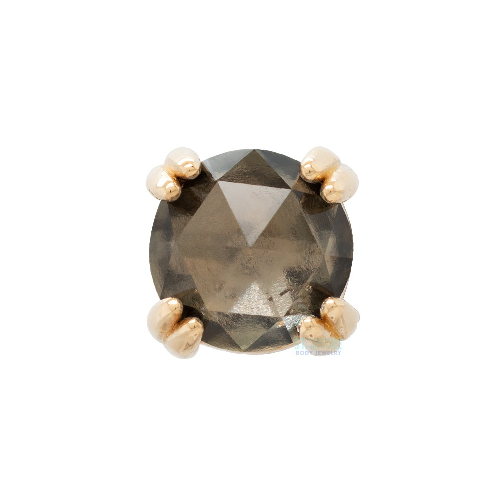 threadless: Rose Cut Grey Sapphire Prong Set Pin in Gold & Platinum