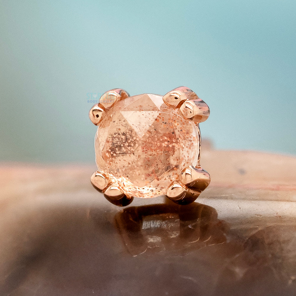 threadless: Rose Cut Oregon Sunstone Prong Set Pin in Gold & Platinum