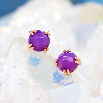 threadless: Rose Cut Purple Chalcedony Cab Prong Set Pin in Gold & Platinum
