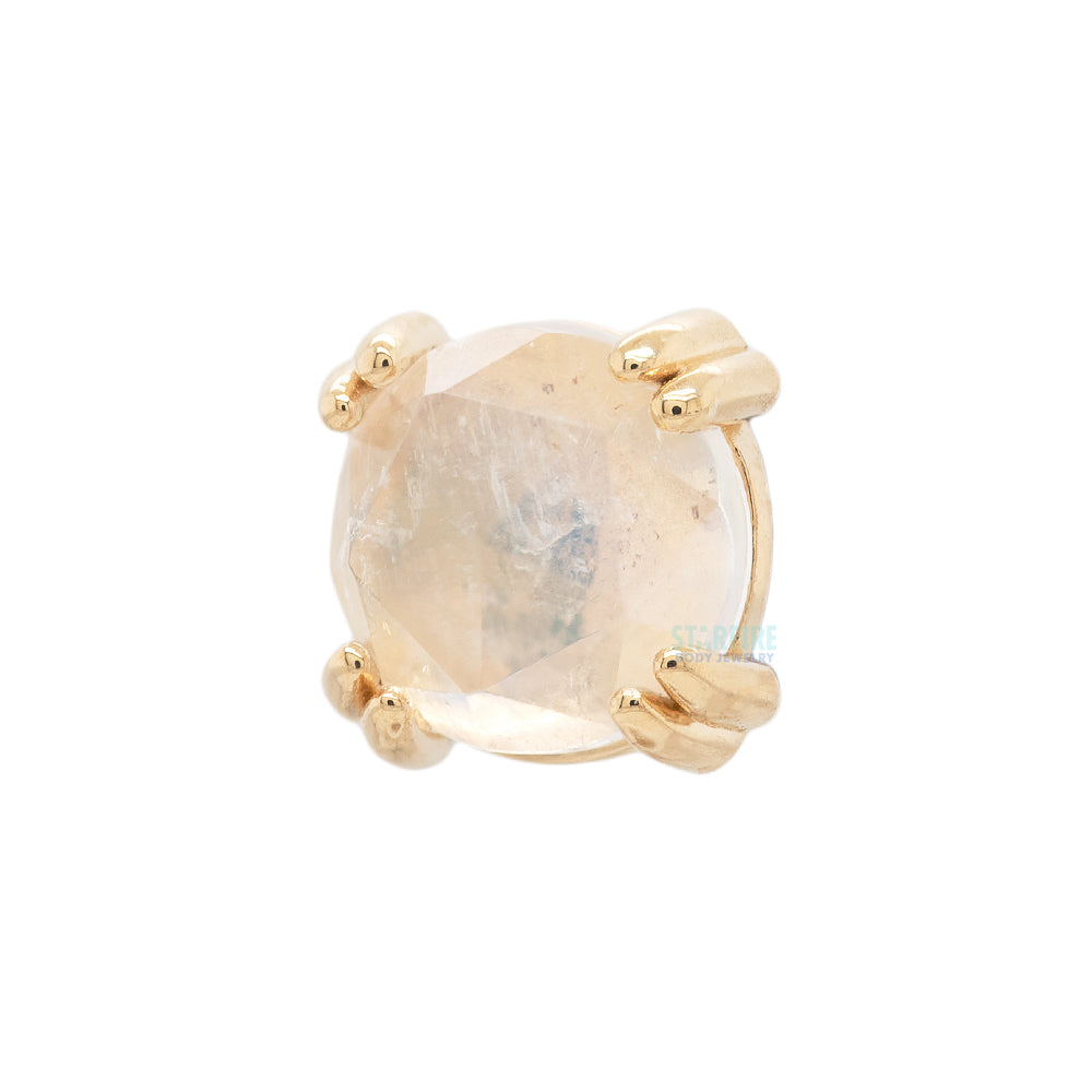 threadless: Rose Cut Rainbow Moonstone Prong Set Pin in Gold & Platinum