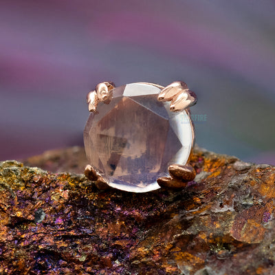 threadless: Rose Cut Rainbow Moonstone Prong Set Pin in Gold & Platinum