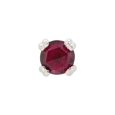 threadless: Rose Cut Ruby Cabochon Prong Set Pin in Gold & Platinum