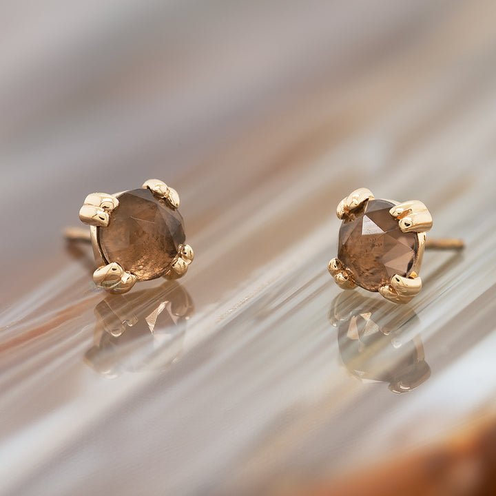 threadless: Rose Cut Smoky Quartz Prong Set Pin in Gold & Platinum