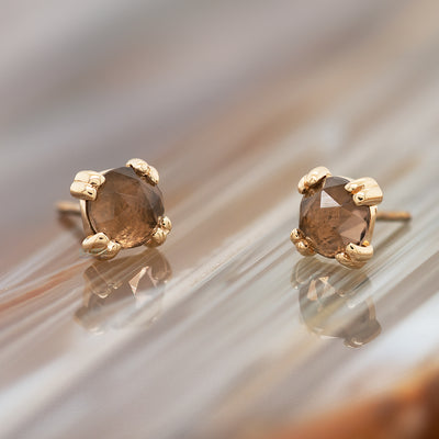 threadless: Rose Cut Smoky Quartz Prong Set Pin in Gold