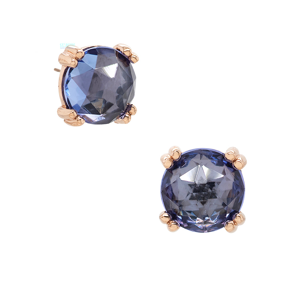 threadless: Rose Cut Tanzanite Prong Set Pin in Gold & Platinum