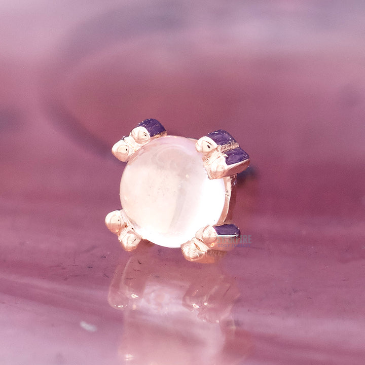 threadless: Rose Quartz Cabochon Cab Prong Pin in Gold & Platinum