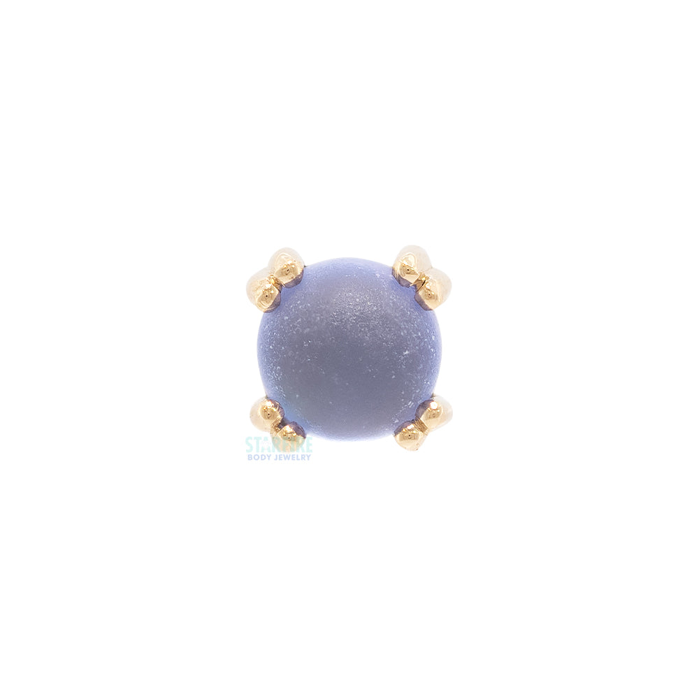 threadless: Sandblasted Tanzanite Cabochon Prong Set Pin in Gold & Platinum