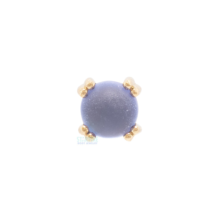 threadless: Sandblasted Tanzanite Cabochon Prong Set Pin in Gold & Platinum
