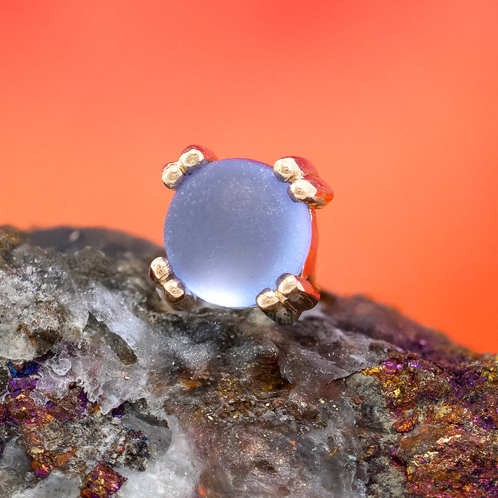 threadless: Sandblasted Tanzanite Cabochon Prong Set Pin in Gold & Platinum