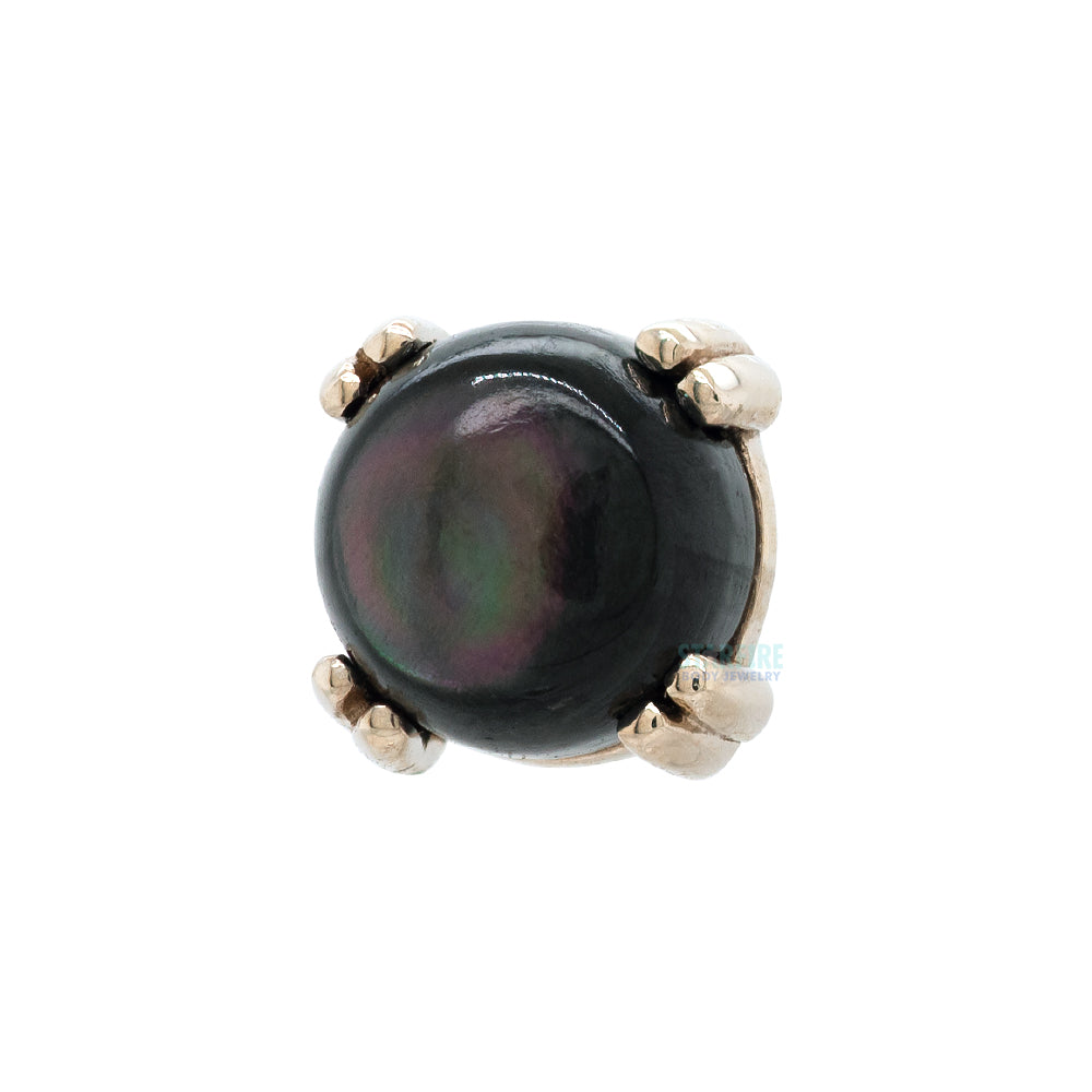 Black Mother of Pearl Cabochon Prong Set Threaded End in Gold & Platinum